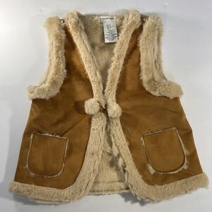 Haute Hippie Vest‎ Girls 5T Faux Fur Lined Faux Suede Pockets